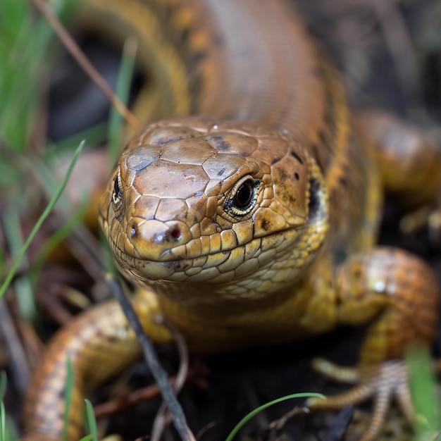 Photo close up of a common skink lacerta agilis