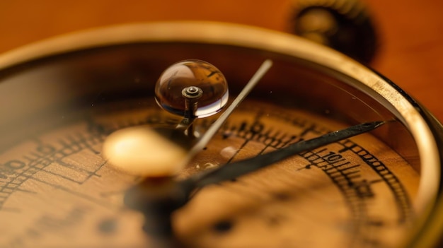 Close up of compass on table