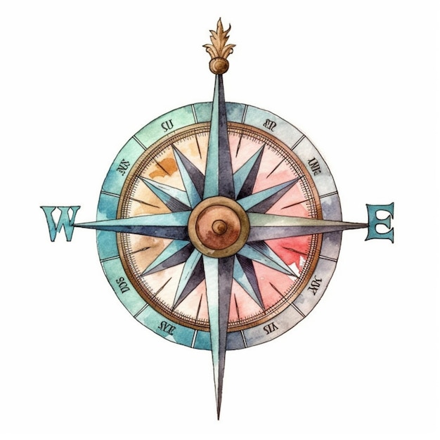 A close up of a compass with a clock on it generative ai