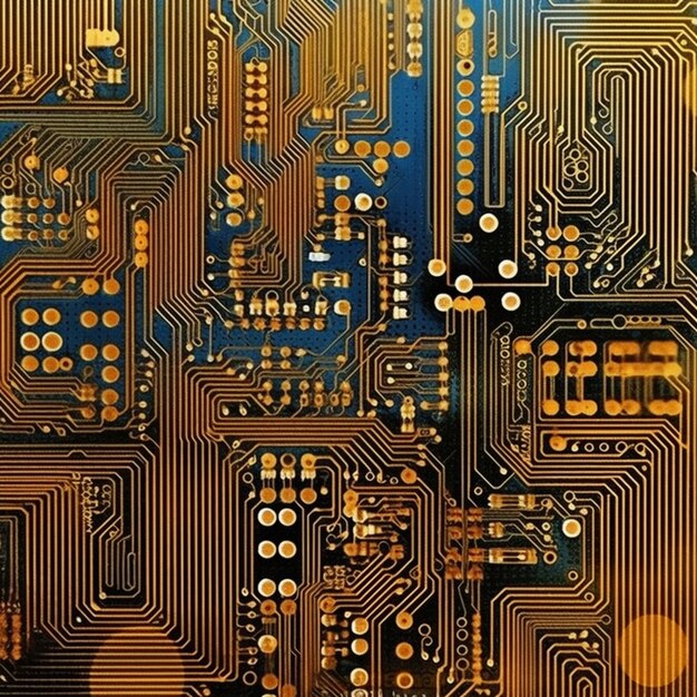 a close up of a computer board with many small gold dots generative ai