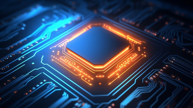 A close up of a computer chip on a circuit board generative ai