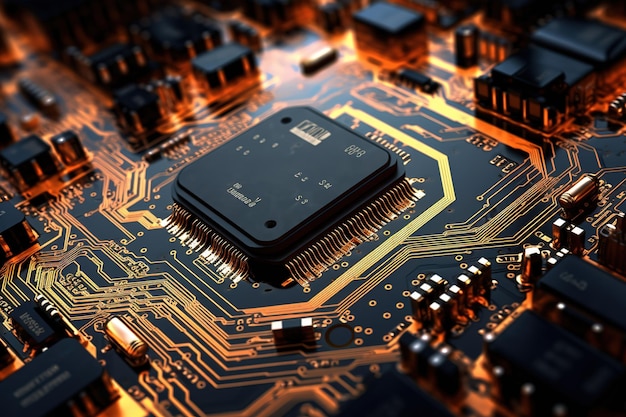 A close up of a computer chip on a circuit board