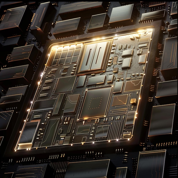 a close up of a computer chip with many different parts generative ai