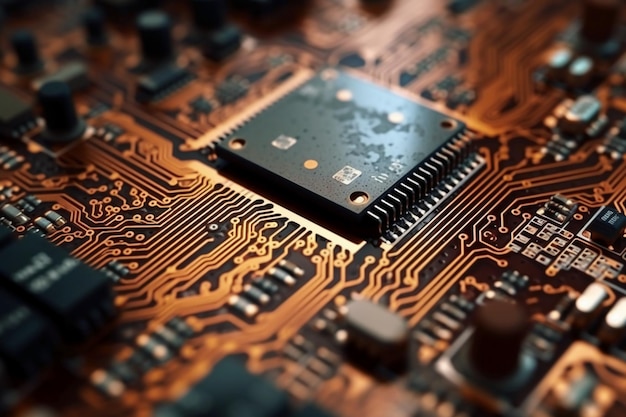 Foto un primo piano di un chip di computer con la parola computer su di esso