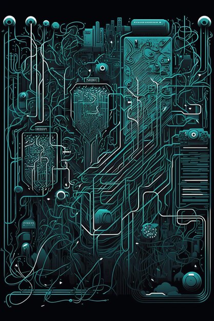 A close up of a computer circuit board with a lot of wires generative ai