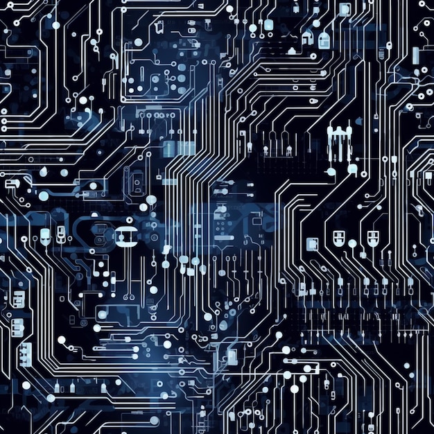 A close up of a computer circuit board with many small dots generative ai