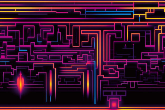 a close up of a computer circuit board with multiple colored lines generative ai