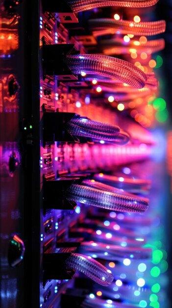 Photo close up of computer equipment rack