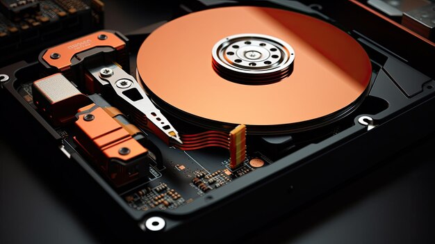 a close up of a computer hard drive