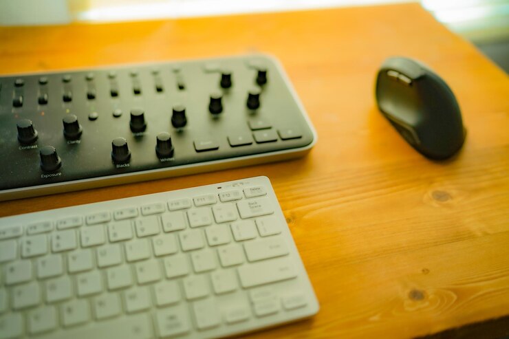 Photo close-up of computer keyboard on table