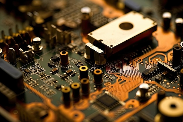 A close up of a computer's components