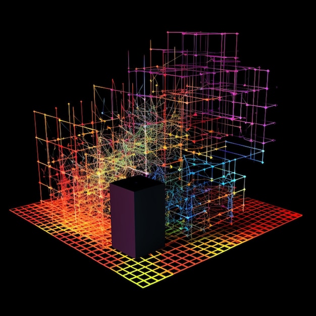 Foto un primo piano di uno schermo di computer con un cubo e un cubo generativo ai