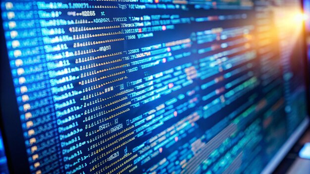 close up of computer web page code inside of html file big data and internet of things trend application web source code on monitor