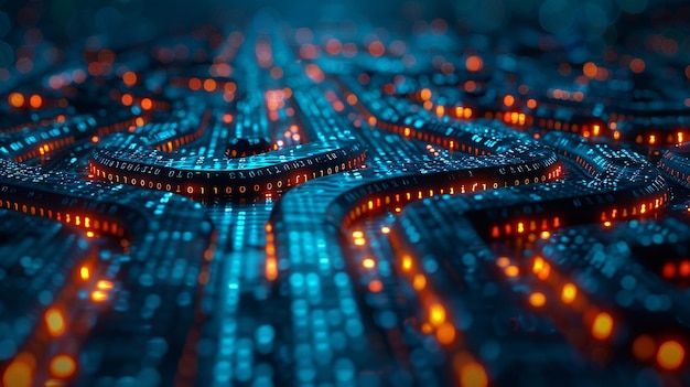 a close up of a computer with the blue lights on