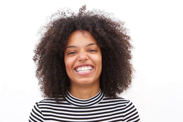 Close up confident african american woman laughing