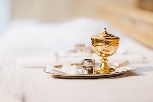 Close-up of container on table