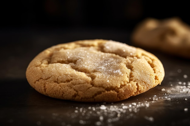 A close up of a cookie with sugar on it