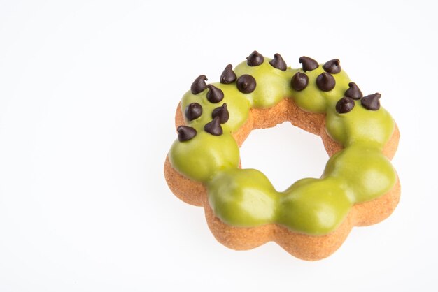 Close-up of cookies against white background