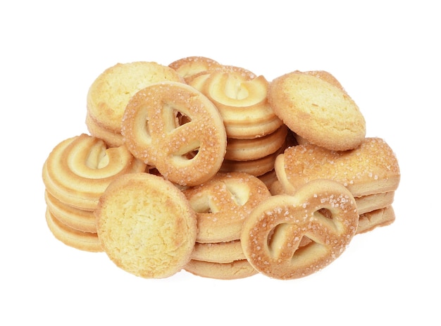 Close-up of cookies against white background