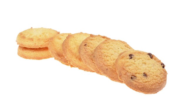 Foto close-up di cookie su sfondo bianco
