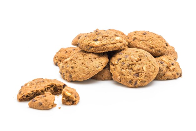 Close-up of cookies against white background