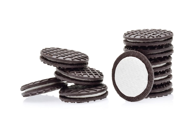 Close-up of cookies against white background