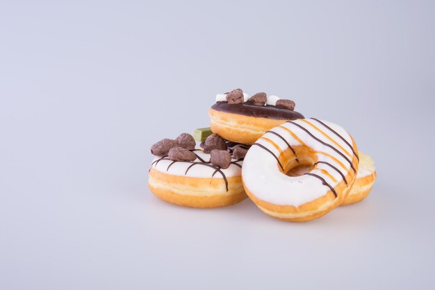 Close-up of cookies against white background