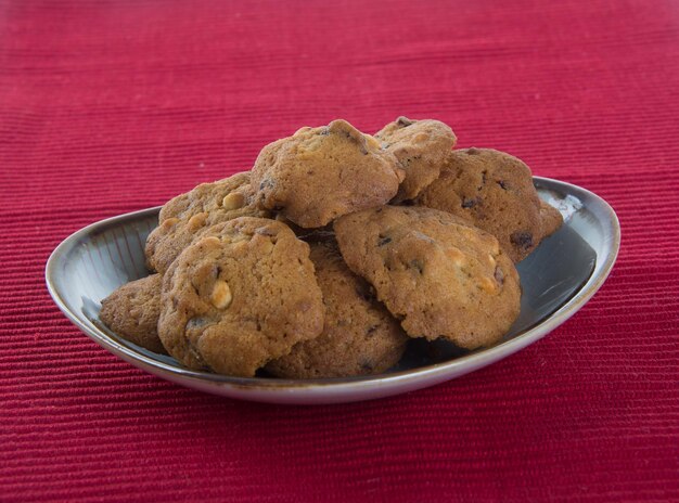 Close-up of cookies in plate