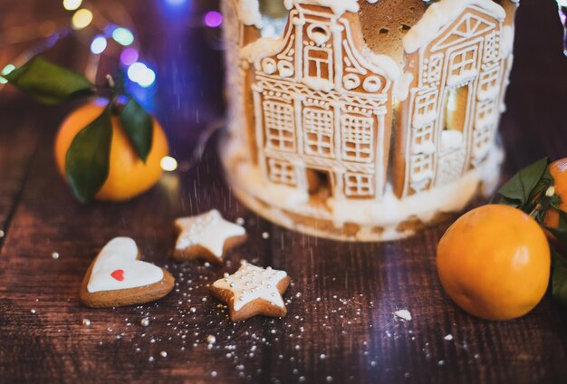 Foto prossimo piano dei biscotti sul tavolo