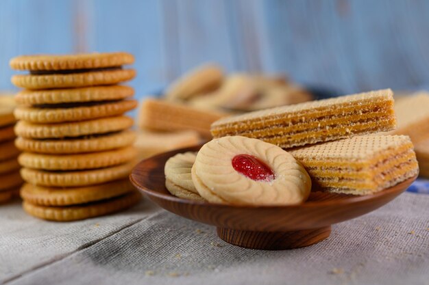 Close-up of cookies on table