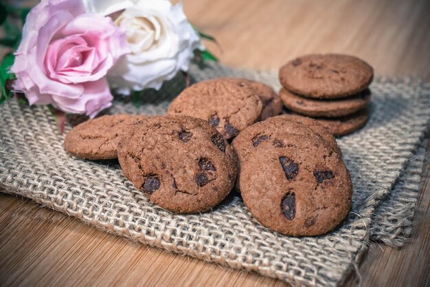 Close-up of cookies on table