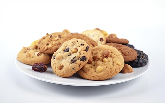A close up cookies on a white background sweet dessert bakery food ai generated