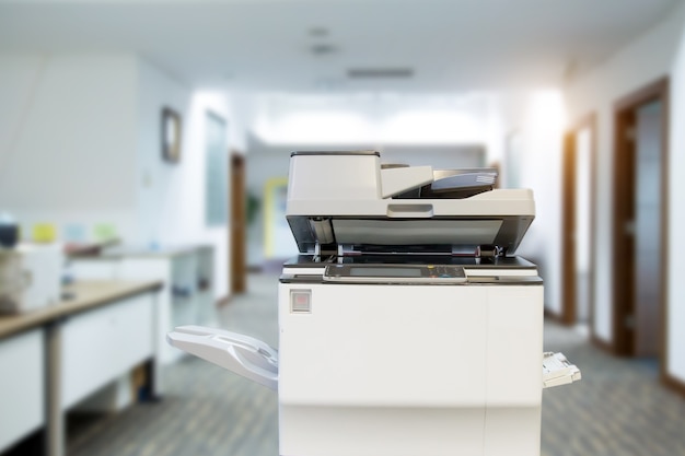 Close-up the copier in workplace.