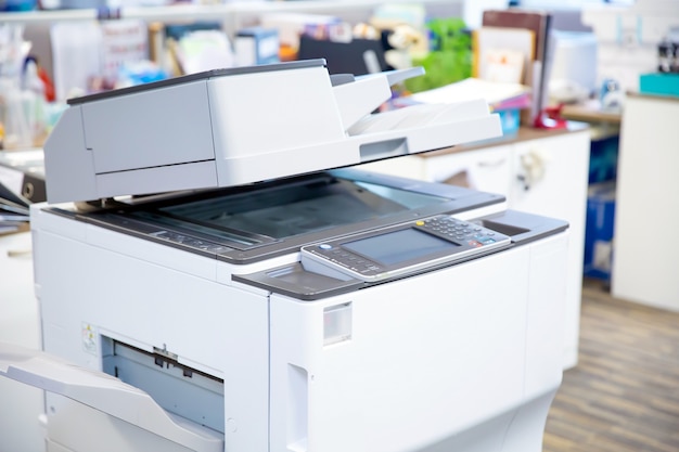 Close-up the copier in workplace.