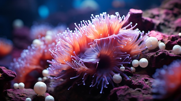 close up of a coral anemone actinia underwater reef sea close up of a coral