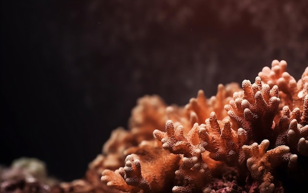 A close up of a coral with a dark background