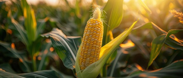 Close Up of Corn Cob in Field