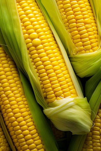 Близкий взгляд на кукурузу с кусочком, выбранным из нее Генеративный ИИ