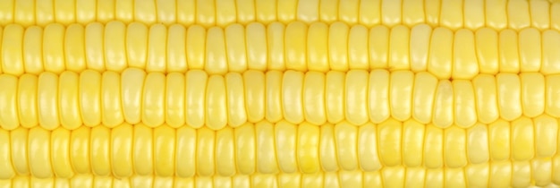 A close up of a corn cob with a yellow background.