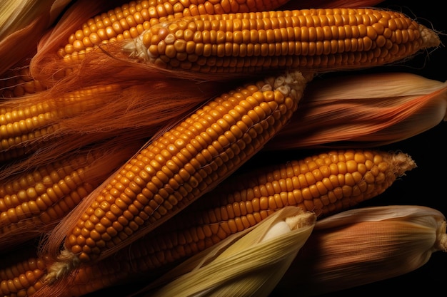 A close up of corn on a table