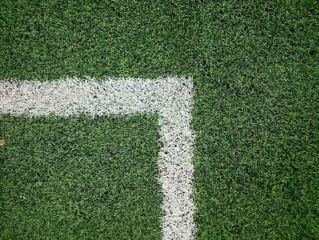 Foto close-up della marcatura dell'angolo sul campo da rugby