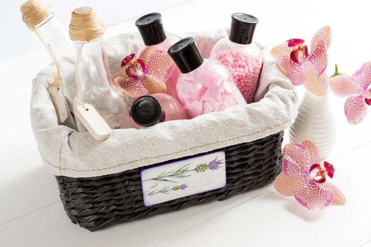 Close-up of cosmetics in jars on white background