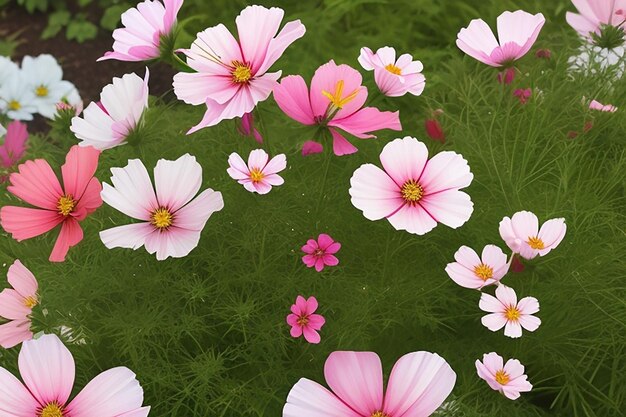 Close up of cosmos flowers in the garden