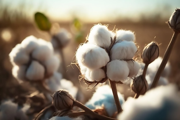 A close up of cotton in a field