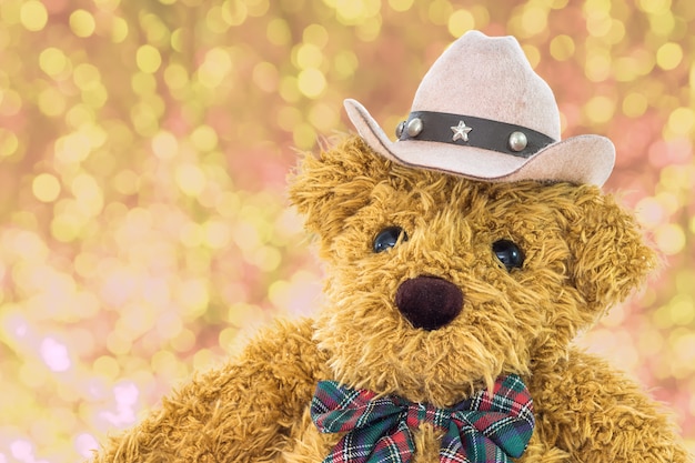 Close up cowboy teddy bear 