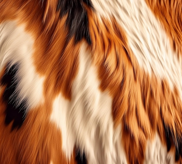 Photo a close up of a cows fur with a black and white spot generative ai