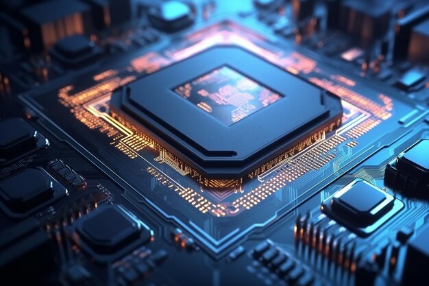 A close up of a cpu with the word cpu on it