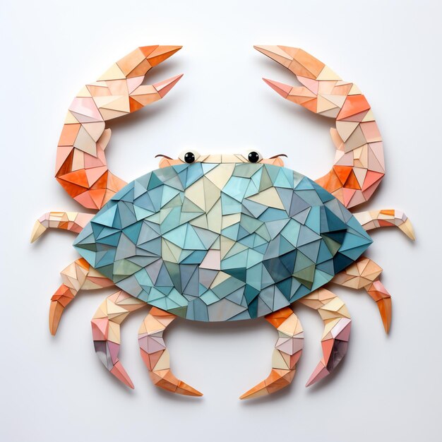 Photo a close up of a crab made of paper on a white surface generative ai