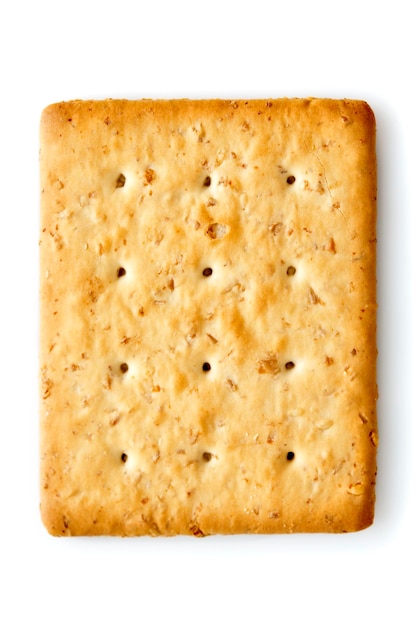 Photo close-up of cracker on white background