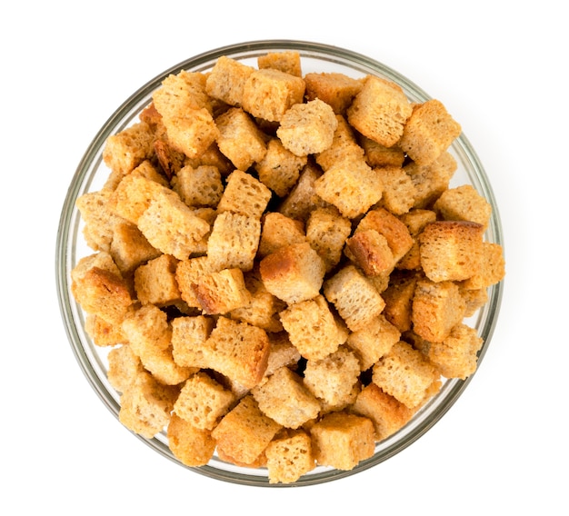 Close up crackers for beer in a glass bowl